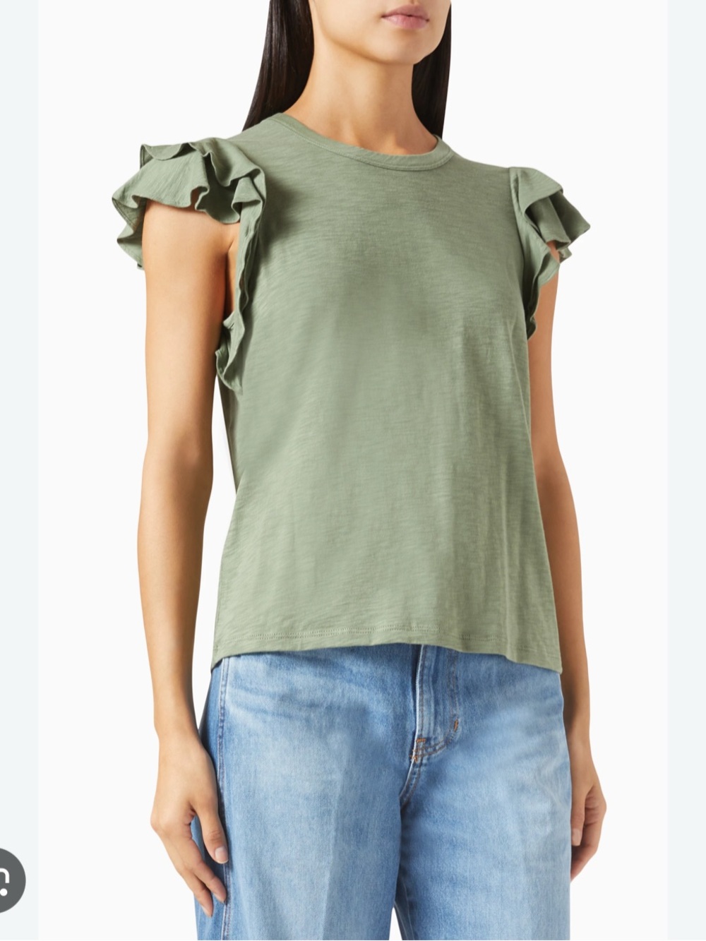 Like New!  Veronica Beard Akeela sleeveless ruffle top in green M
